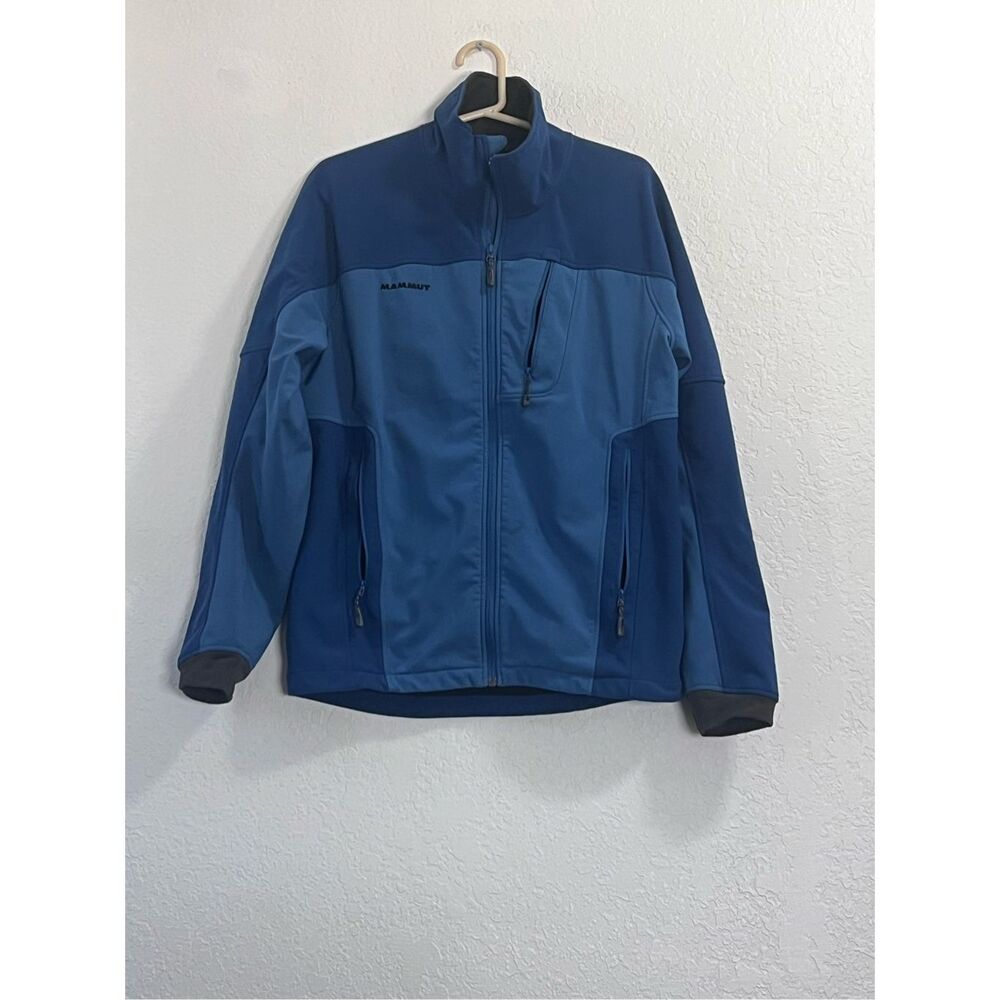 Mammut Jacket Mens M Blue Lightweight Windbreaker Zip Pockets Packable